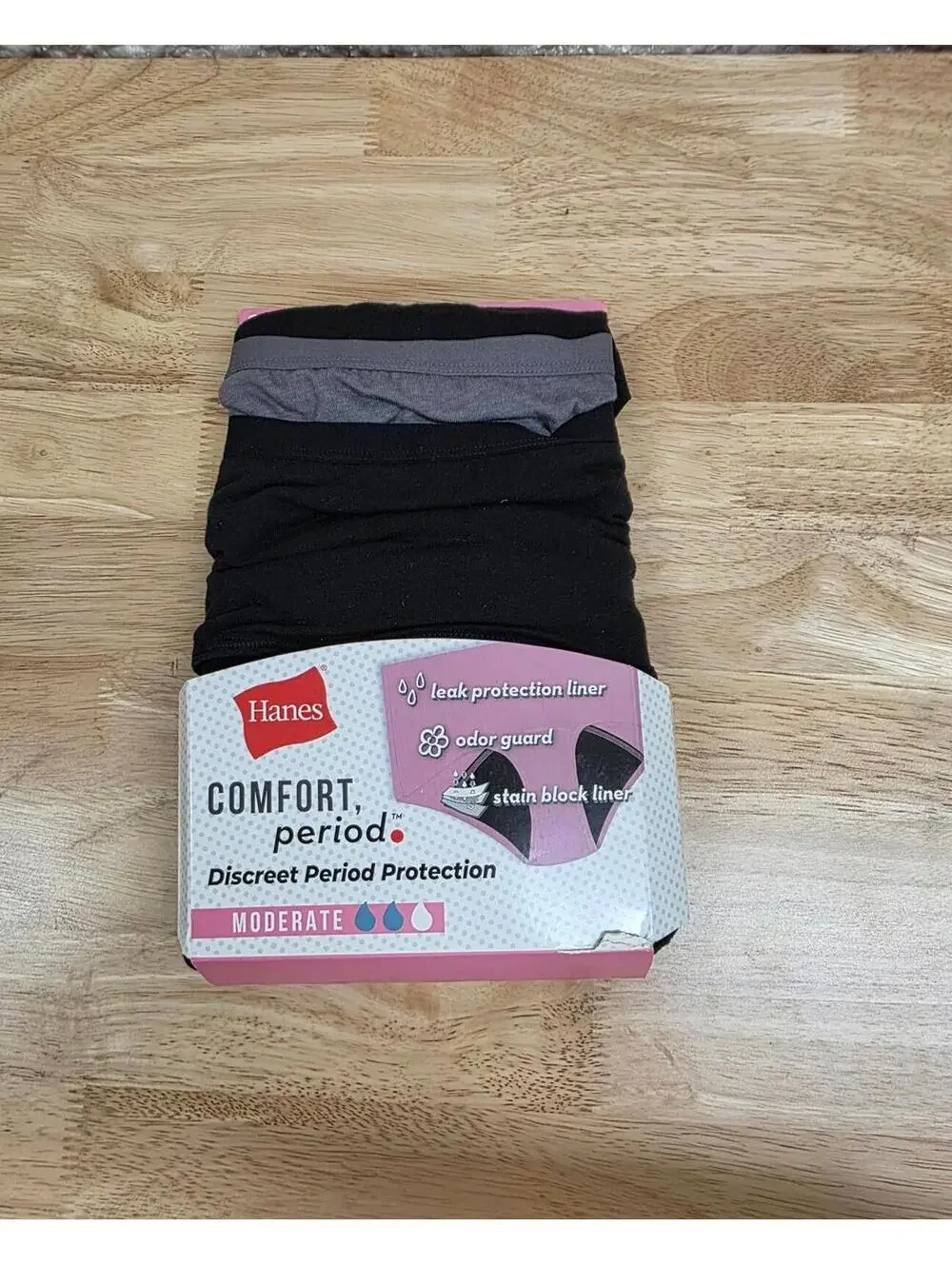 Hanes Women’s 3pk Comfort Period Boyshort Underwear Moderate Leaks Neutrals S